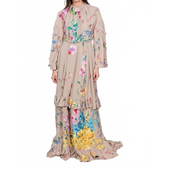 VALENTINO Dresses & Skirts - NEW VALENTINO floral embroidered ruffle hem gown in poudre multi